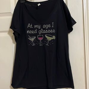 At my age I need glasses. Blingy drinking shirt